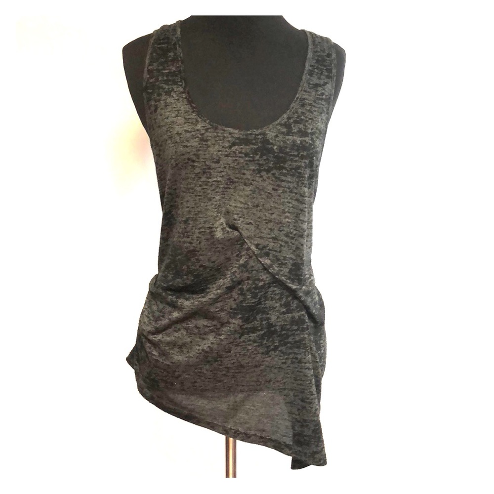 Dark Heathered Gray Ruched Asymmetrical Tank